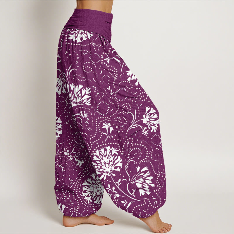 Pantalones harén con cintura elástica para mujer, informales, con estampado floral de plantas de vid y piedras de Buddha Stones - image 9