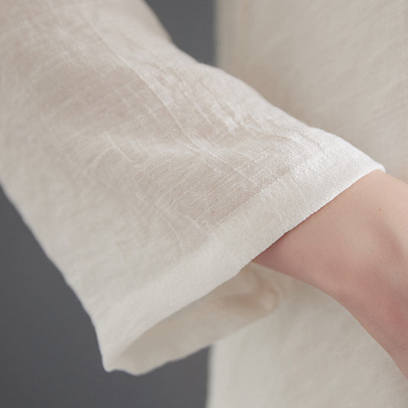 Conjunto de 2 piezas de camisa y pantalones de manga larga con diseño de rana china y botones de Buddha Stones, de algodón y lino, para meditación, zen y tai chi, para mujer. - image 11