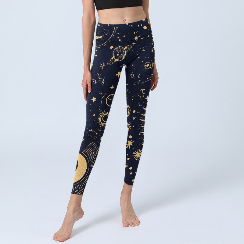 Leggings de yoga para mujer con estampado de Buddha Stones, luna, estrellas y universo - image 5