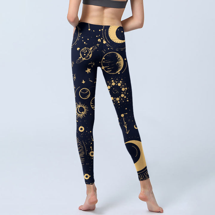 Leggings de yoga para mujer con estampado de Buddha Stones, luna, estrellas y universo - image 6
