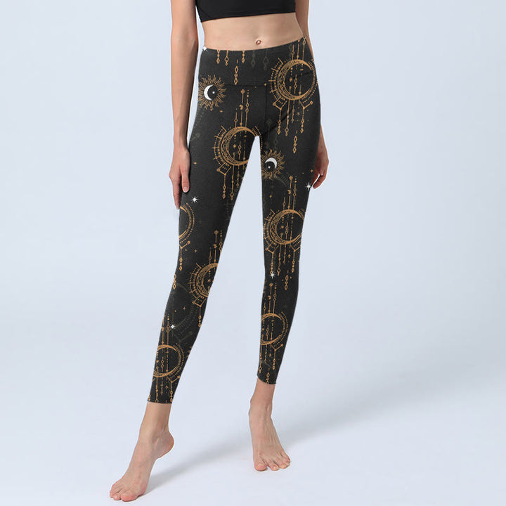 Leggings de yoga para mujer con estampado de constelación de Buddha Stones, luna y estrellas - image 5