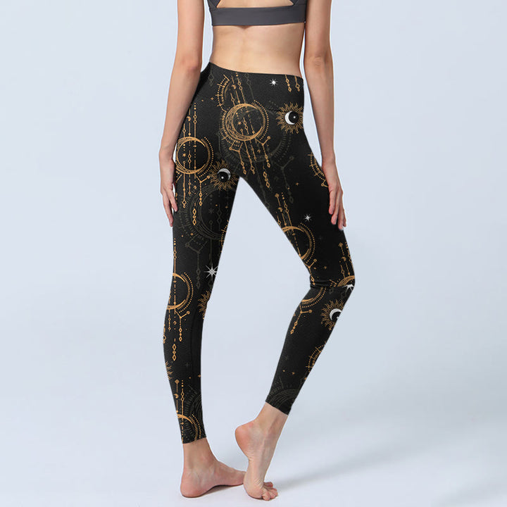 Leggings de yoga para mujer con estampado de constelación de Buddha Stones, luna y estrellas - image 3