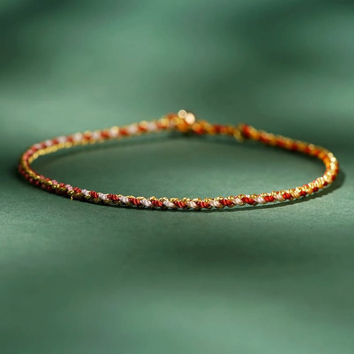 Pulsera trenzada extrafina con cuentas de moneda de la suerte y cuerda colorida de Buddha Stones - Rojo - Cuerda desnuda - 20 cm - image 9