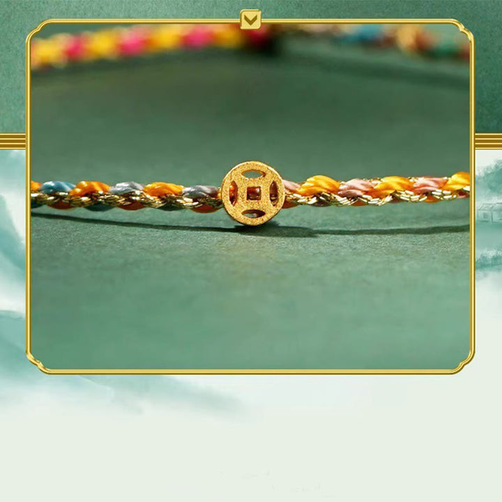Pulsera trenzada extrafina con cuentas de moneda de la suerte y cuerda colorida de Buddha Stones - image 7