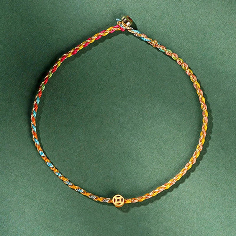 Pulsera trenzada extrafina con cuentas de moneda de la suerte y cuerda colorida de Buddha Stones - image 2