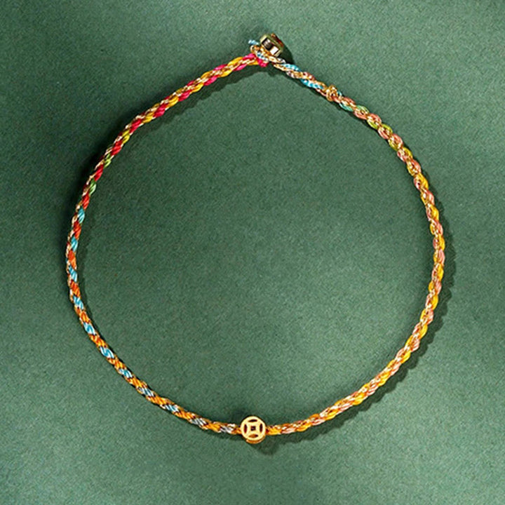 Pulsera trenzada extrafina con cuentas de moneda de la suerte y cuerda colorida de Buddha Stones - image 2