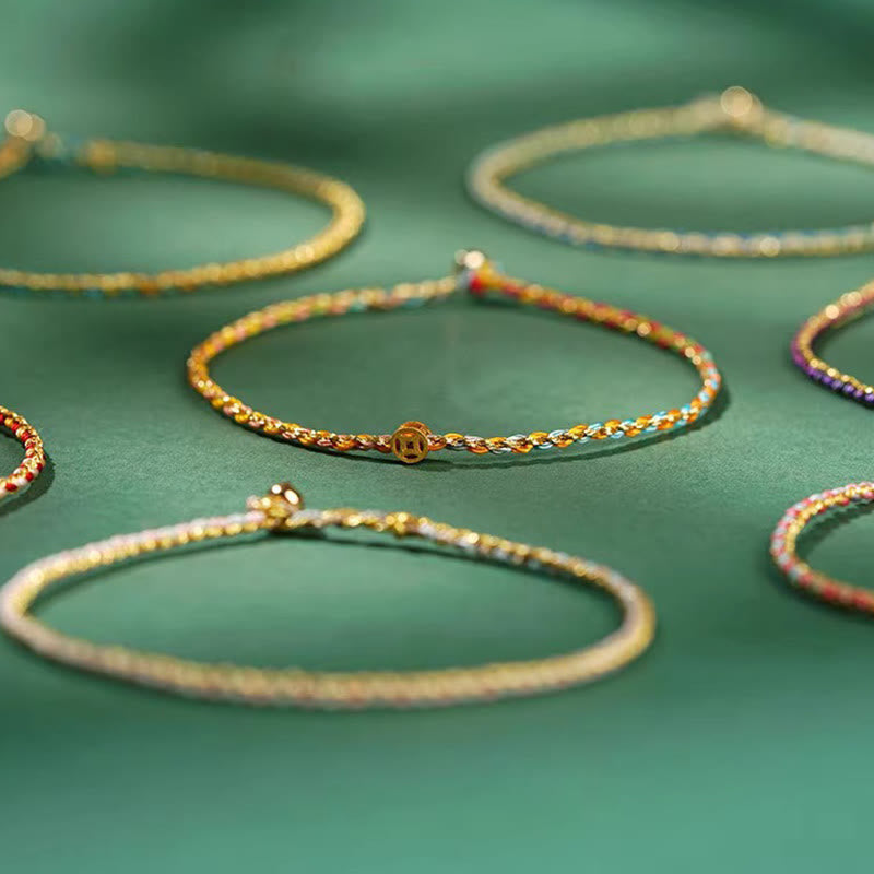 Pulsera trenzada extrafina con cuentas de moneda de la suerte y cuerda colorida de Buddha Stones - image 23