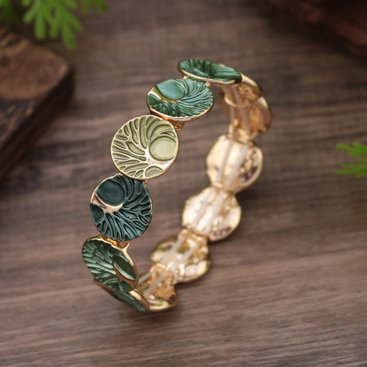 Pulsera de aleación de esmalte con Buddha Stones y el Árbol de la Vida