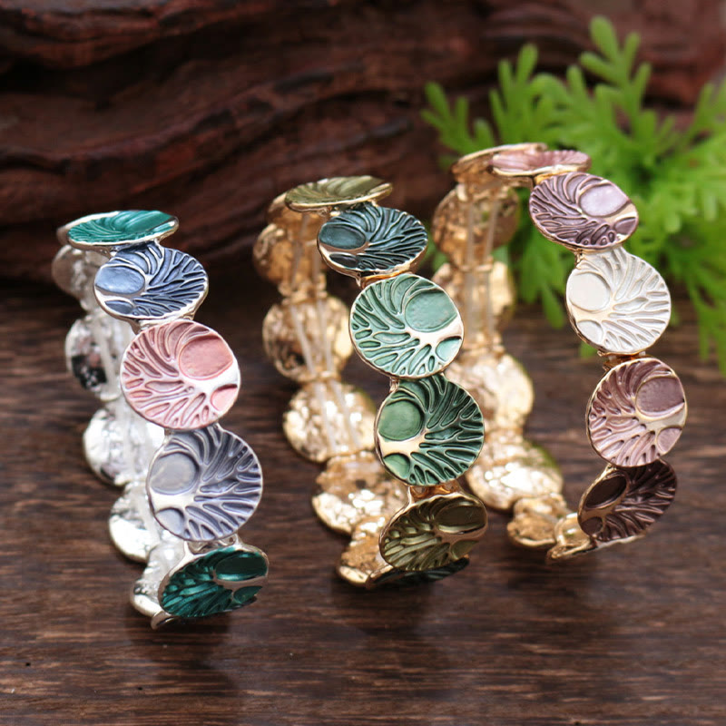 Pulsera de aleación de esmalte con Buddha Stones y el Árbol de la Vida