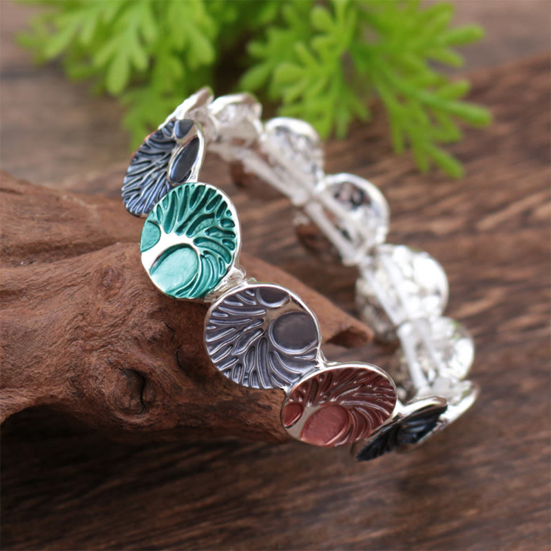 Pulsera de aleación de esmalte con Buddha Stones y el Árbol de la Vida