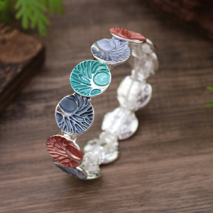 Pulsera de aleación de esmalte con Buddha Stones y el Árbol de la Vida