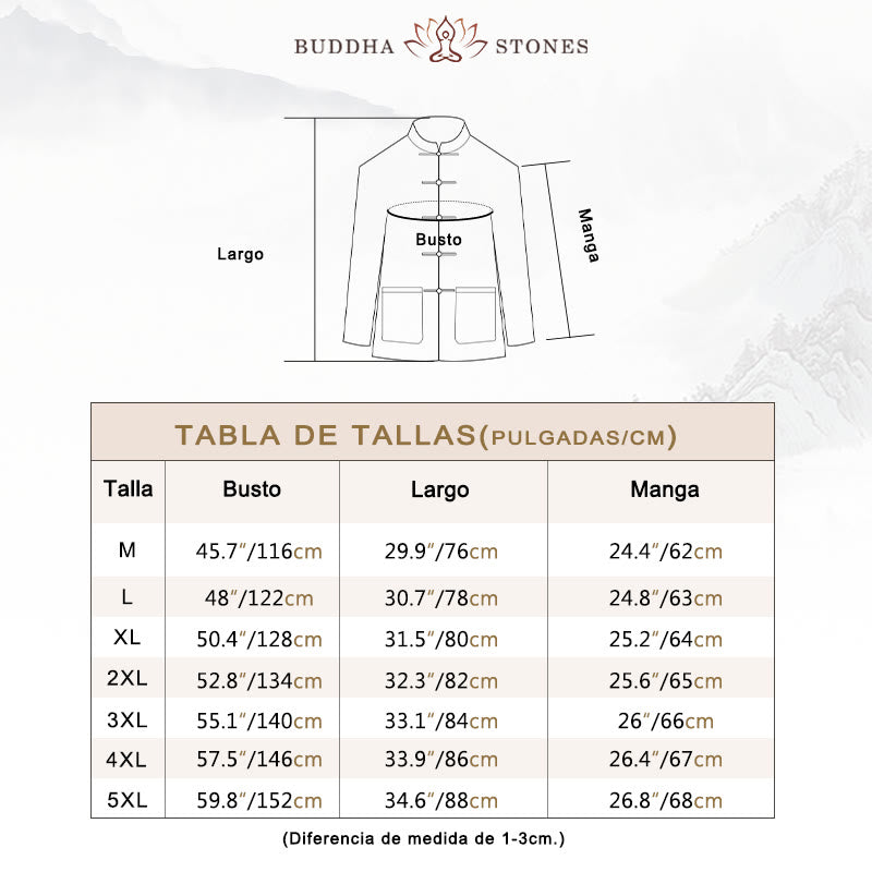 Traje chino Tang de algodón y lino con botones de rana y Buddha Stones para hombre, chaqueta y camisa con bolsillos - image 3