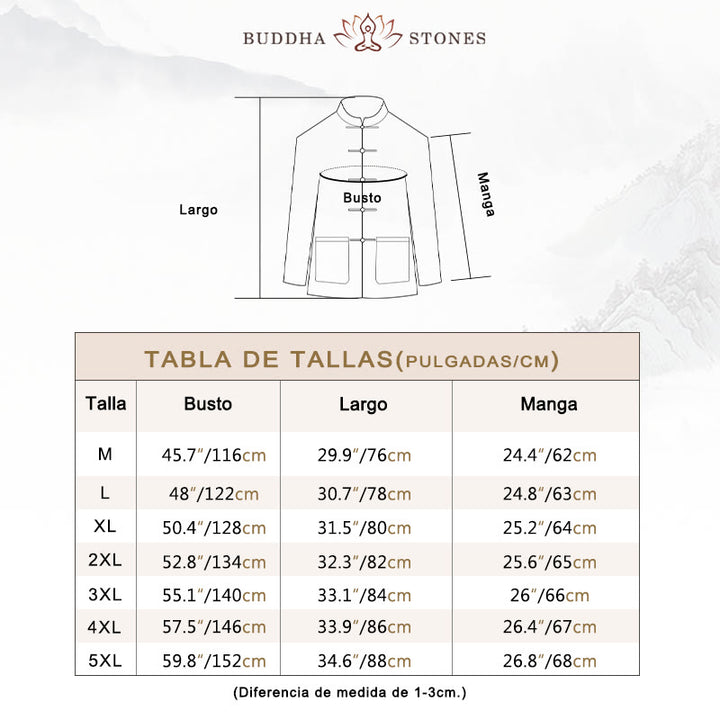 Traje chino Tang de algodón y lino con botones de rana y Buddha Stones para hombre, chaqueta y camisa con bolsillos - image 3