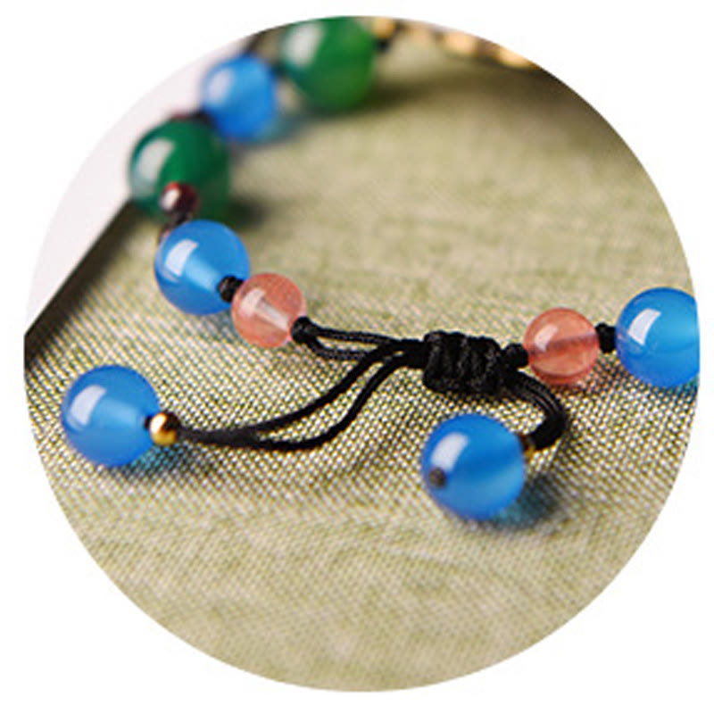 Pulsera de soporte con flor de concha de ágata y Buddha Stones