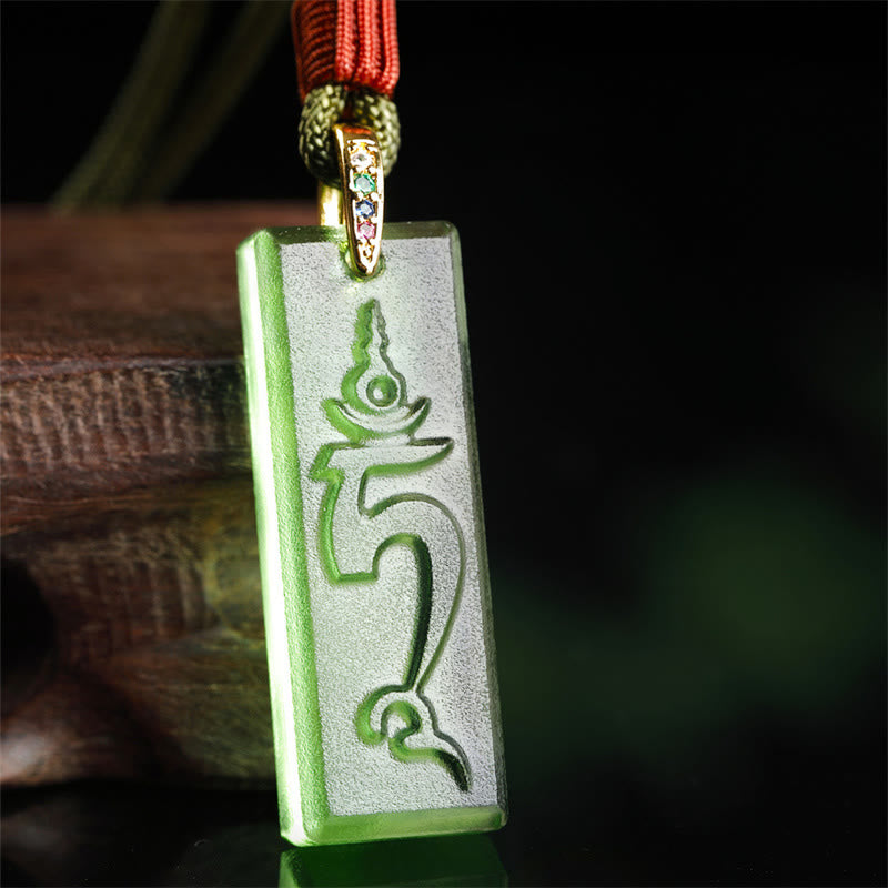 Collar con colgante de cristal Liuli con Buddha Stones, Tara Verde Tibetano, Buda de la Medicina, patrón sánscrito