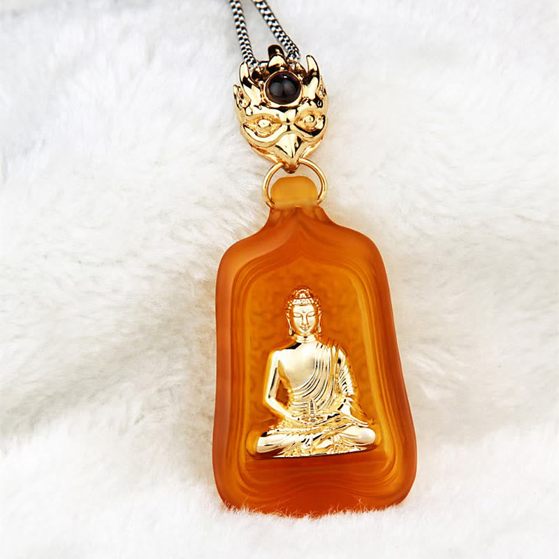 Collar con colgante de Buddha Stones, Buda de la Medicina Tibetana, cristal Liuli, compasión y serenidad. - Cadena del Buda de la Medicina Amarilla - image 13