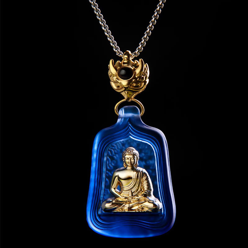 Collar con colgante de Buddha Stones, Buda de la Medicina Tibetana, cristal Liuli, compasión y serenidad. - image 2