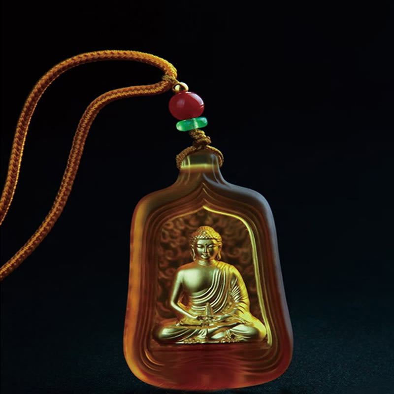 Collar con colgante de Buddha Stones, Buda de la Medicina Tibetana, cristal Liuli, compasión y serenidad. - image 11
