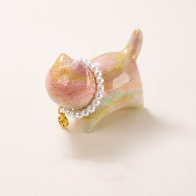 Mini gato de la suerte de sándalo con Buddha Stones , lacado, decoración curativa, color aleatorio (caja sorpresa) - Color aleatorio (1,89 x 1,5 x 0,94 pulgadas / 48 x 38 x 24 mm) - image 1