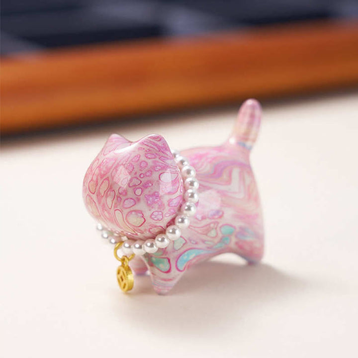 Mini gato de la suerte de sándalo con Buddha Stones , lacado, decoración curativa, color aleatorio (caja sorpresa) - image 4