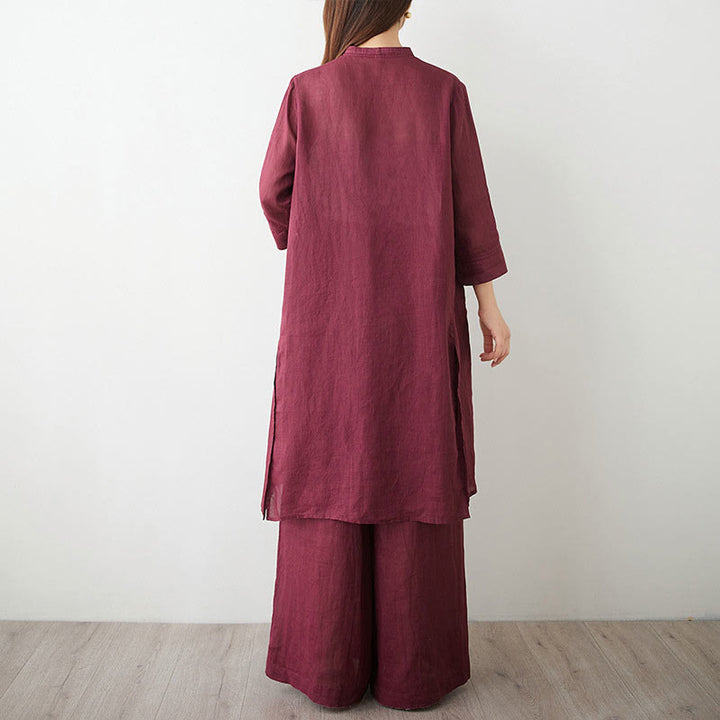 Conjunto informal de 2 piezas con Buddha Stones , camisa, top y falda con bolsillos, manga tres cuartos, cuello inclinado, meditación, zen, tai chi, para mujer - image 4
