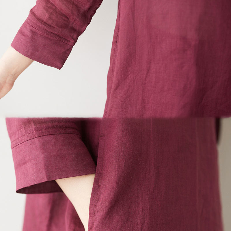 Conjunto informal de 2 piezas con Buddha Stones, camisa de manga tres cuartos, cuello inclinado, pantalones anchos con bolsillos, ropa de meditación, zen y tai chi para mujer - image 15