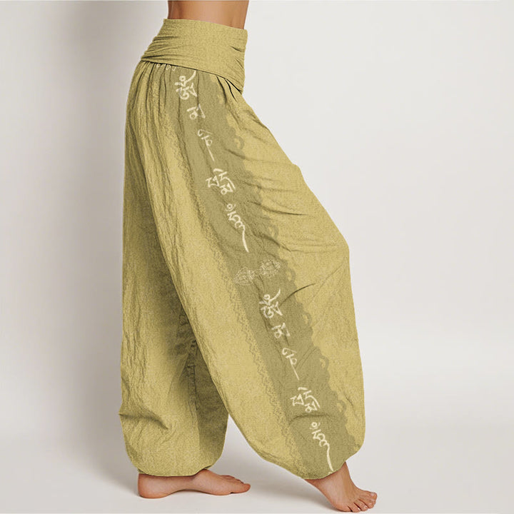 Pantalones bombachos de cintura elástica para mujer con estampado de piedras de Buddha Stones, algodón, Om Mani Padme Hum - image 9