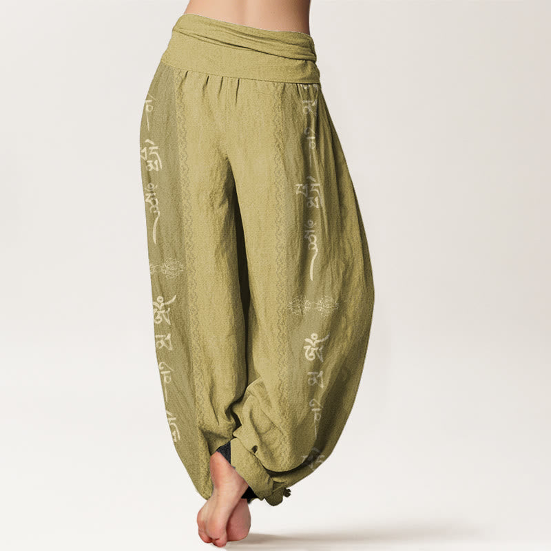 Pantalones harén con cintura elástica para mujer con estampado Om Mani Padme Hum y Buddha Stones - image 9