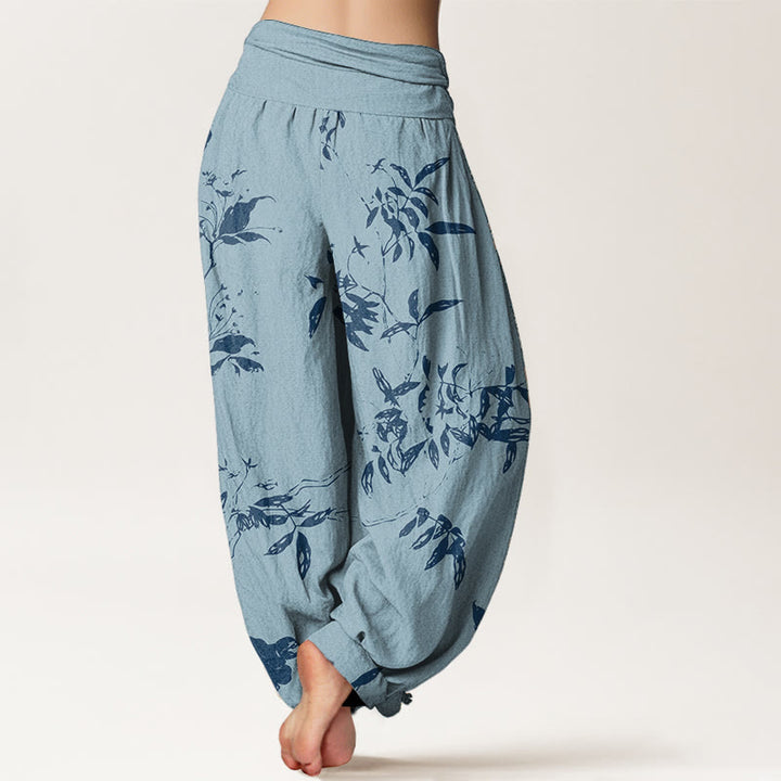 Pantalones harén de algodón puro con estampado de ramas y Buddha Stones para mujer, cintura elástica - image 6
