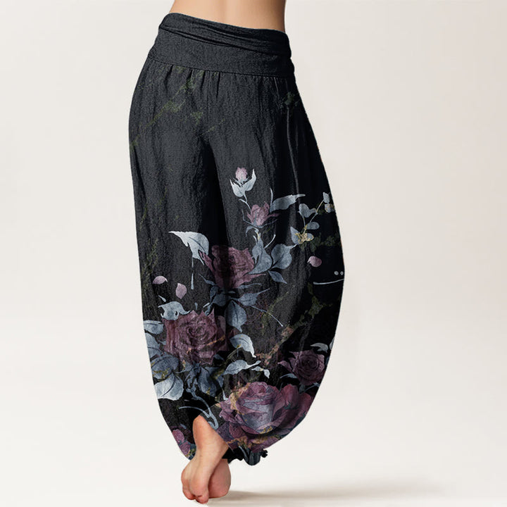 Pantalones Buddha Stones de algodón puro con estampado de rosas florecientes para mujer, cintura elástica - image 6