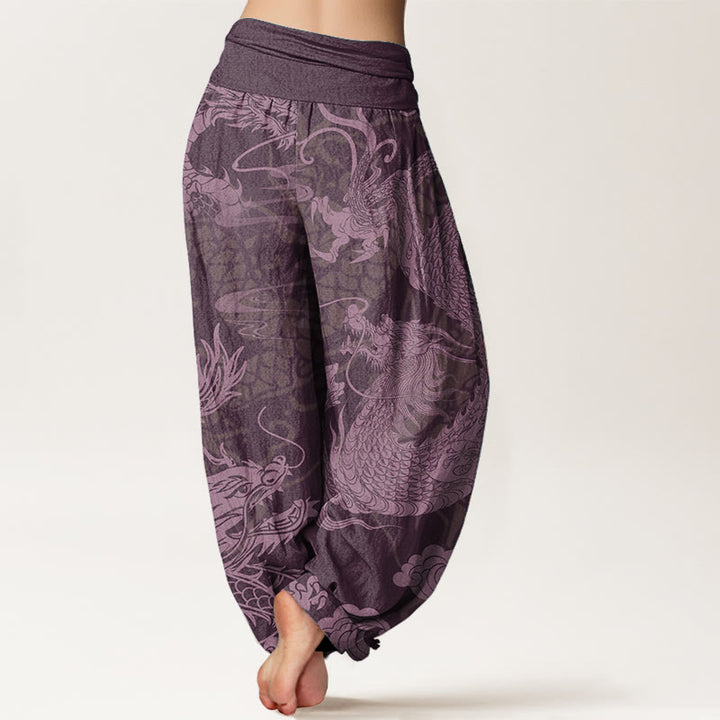 Pantalones harén de algodón puro con diseño de Buddha Stones y nubes auspiciosas para mujer, con cintura elástica - image 9