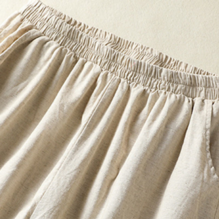 Pantalones harén de lino y algodón para mujer, con bordado de cachemira, estilo vintage de verano, con bolsillos - image 9