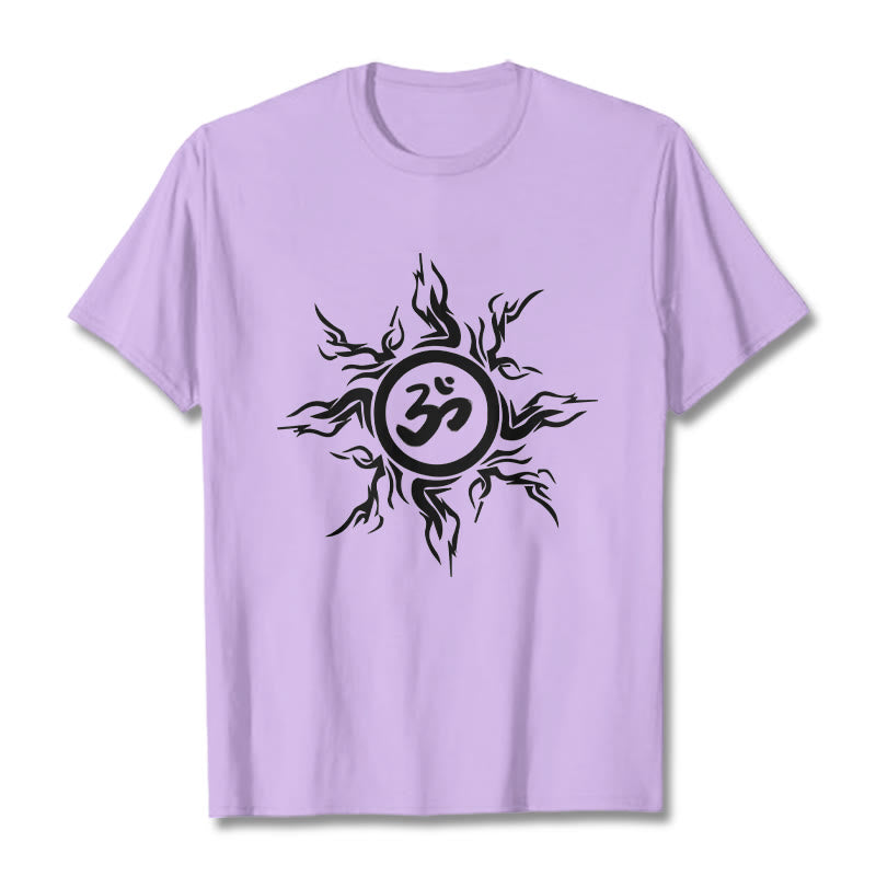 Camiseta de algodón con diseño de rayos de sol y Buddha Stones alrededor del símbolo Om - Ciruela - 2XL - image 16