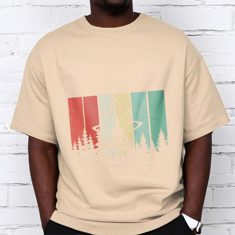 Camiseta de algodón con estatua de Buda meditando en posición de loto y estampado de sombras. - image 10