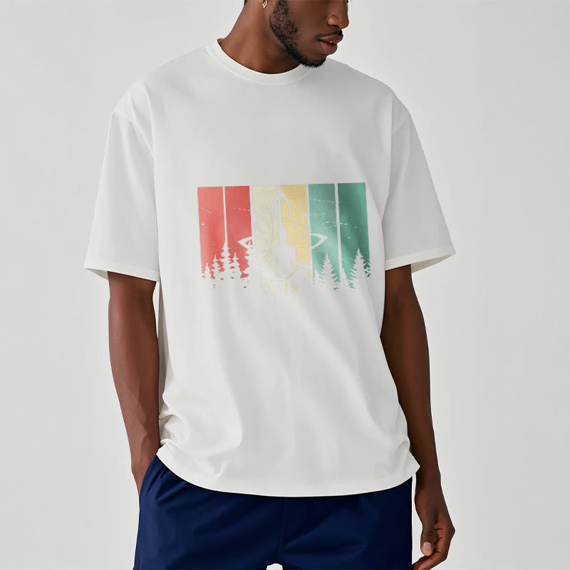 Camiseta de algodón con estatua de Buda meditando en posición de loto y estampado de sombras. - image 7