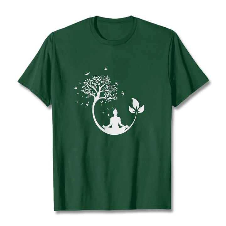 Camiseta de algodón con estampado de Buddha Stones de Buda - Verde bosque - 2XL - image 11