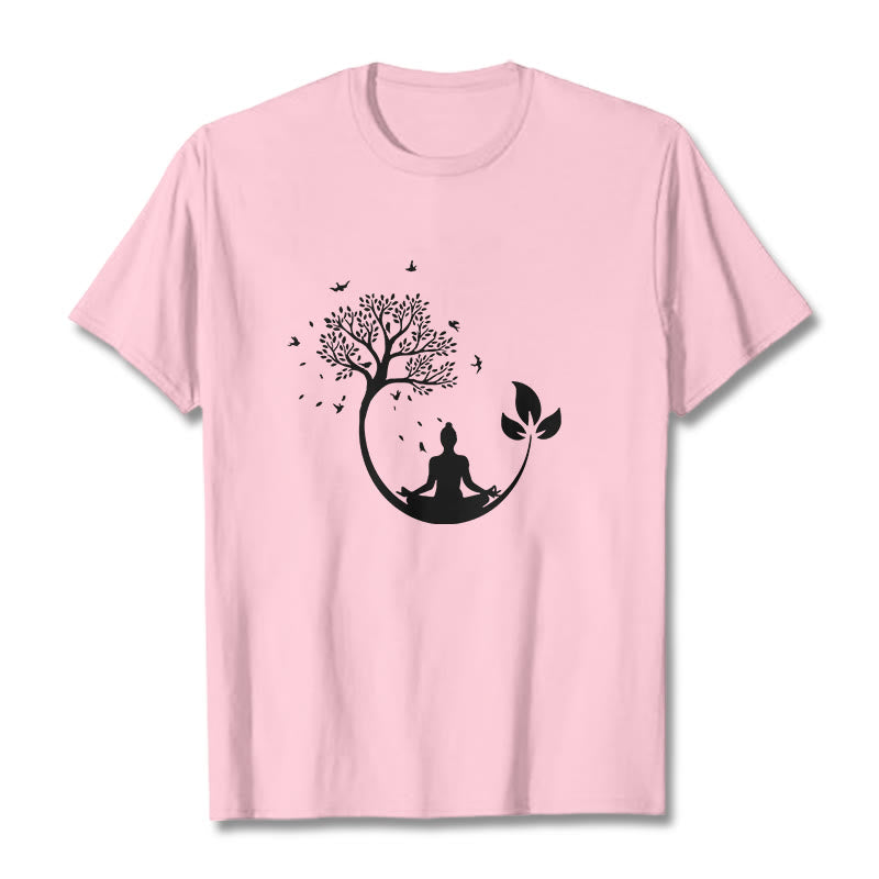 Camiseta de algodón con estampado de Buddha Stones de Buda - Rosa claro - 2XL - image 13