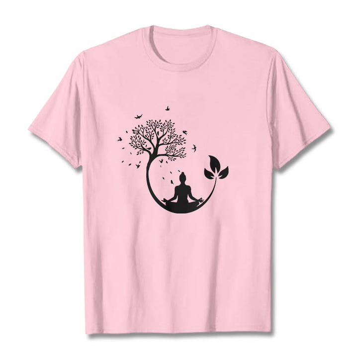 Camiseta de algodón con estampado de Buddha Stones de Buda - Rosa claro - 2XL - image 13