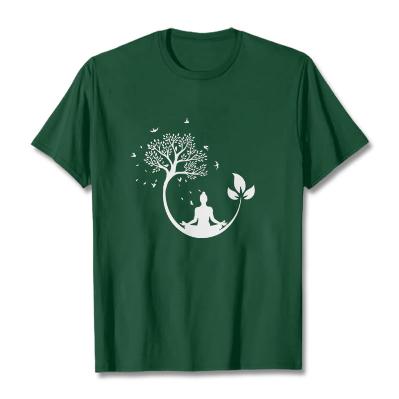 Camiseta de algodón con estampado de Buddha Stones de Buda - Verde bosque - 2XL - image 10