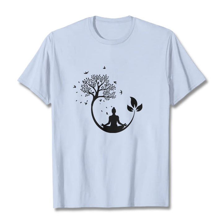 Camiseta de algodón con estampado de Buddha Stones de Buda - Cian claro - 2XL - image 18