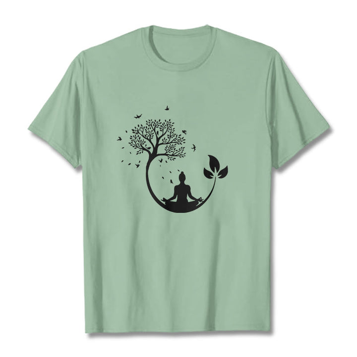 Camiseta de algodón con estampado de Buddha Stones de Buda - Verde pálido - 2XL - image 14