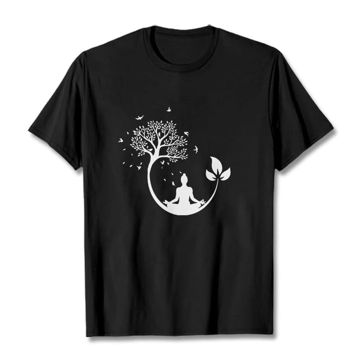 Camiseta de algodón con estampado de Buddha Stones de Buda - Negro - 2XL - image 5