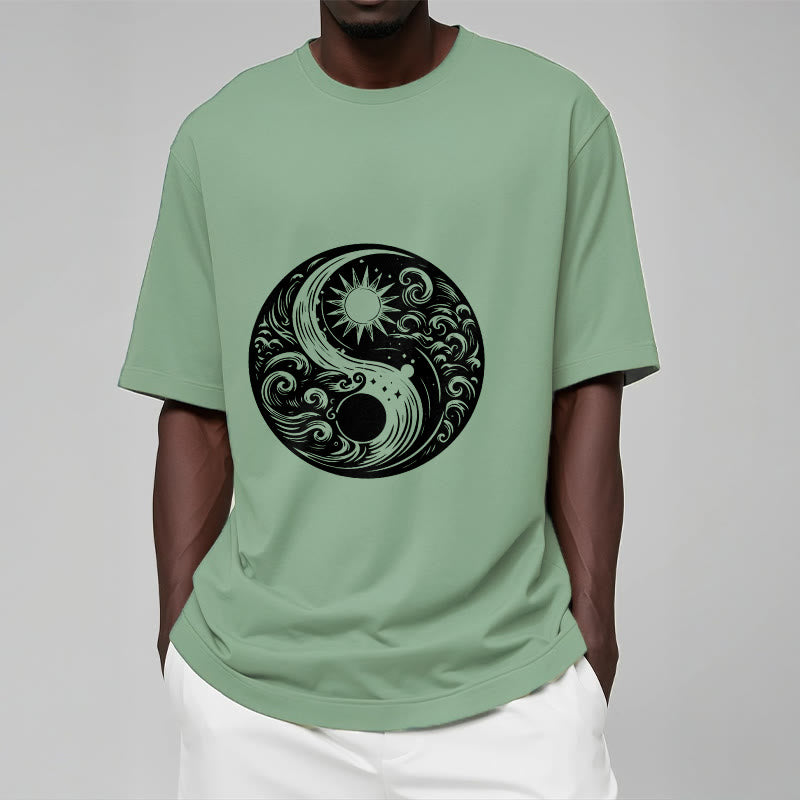 Camiseta de algodón con estampado de Buddha Stones, sol, luna, olas, Yin Yang - image 15