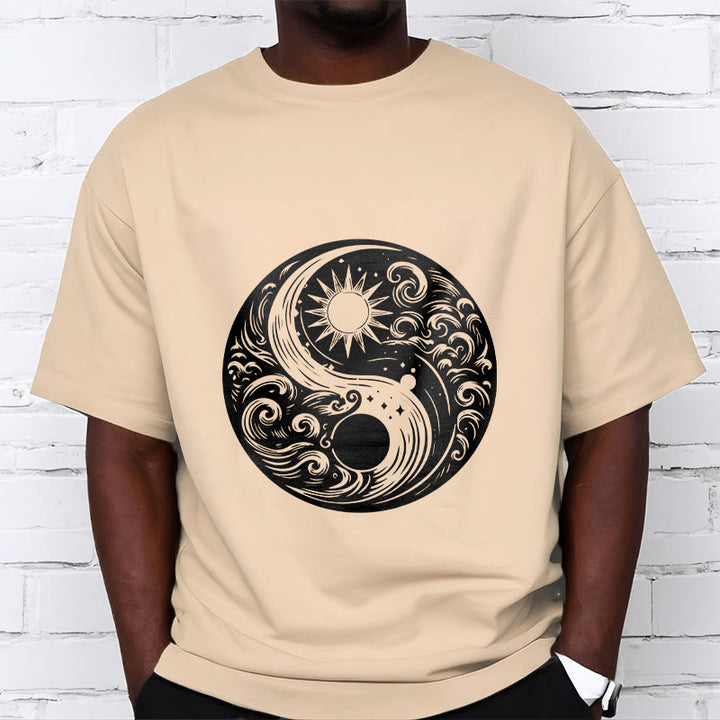 Camiseta de algodón con estampado de Buddha Stones, sol, luna, olas, Yin Yang - image 9