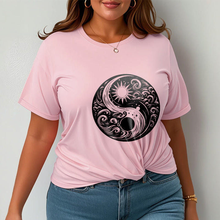 Camiseta de algodón con estampado de Buddha Stones, sol, luna, olas, Yin Yang - image 13