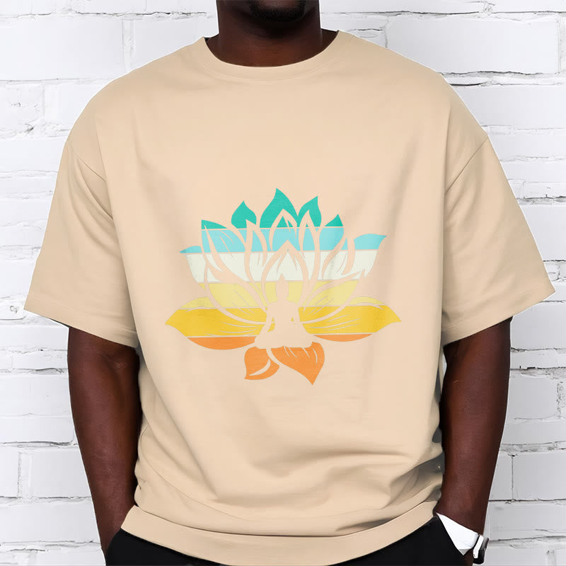 Camiseta de algodón con diseño de Buda meditando y flor de loto en degradado de Buddha Stones - image 10