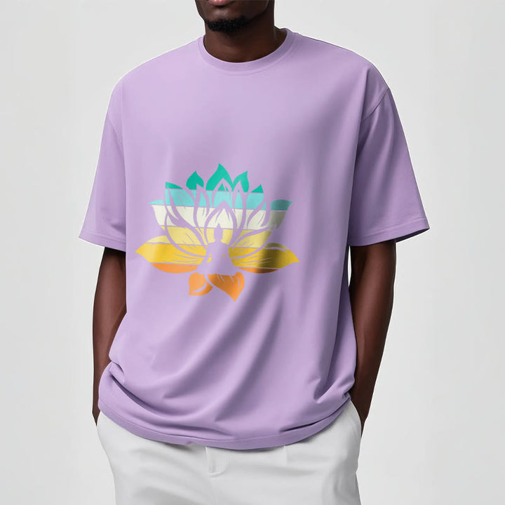 Camiseta de algodón con diseño de Buda meditando y flor de loto en degradado de Buddha Stones - image 17