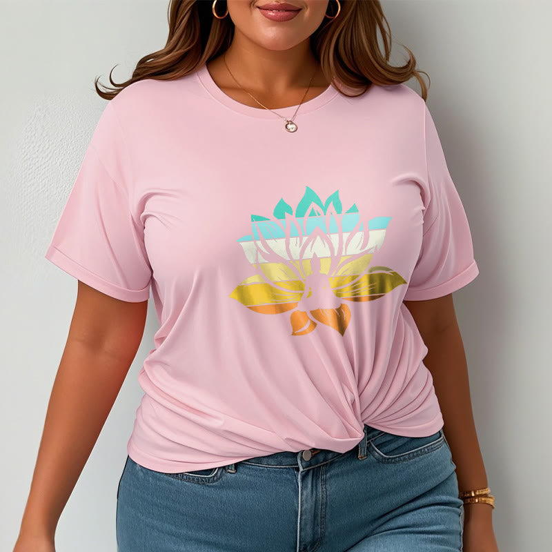Camiseta de algodón con diseño de Buda meditando y flor de loto en degradado de Buddha Stones - image 13