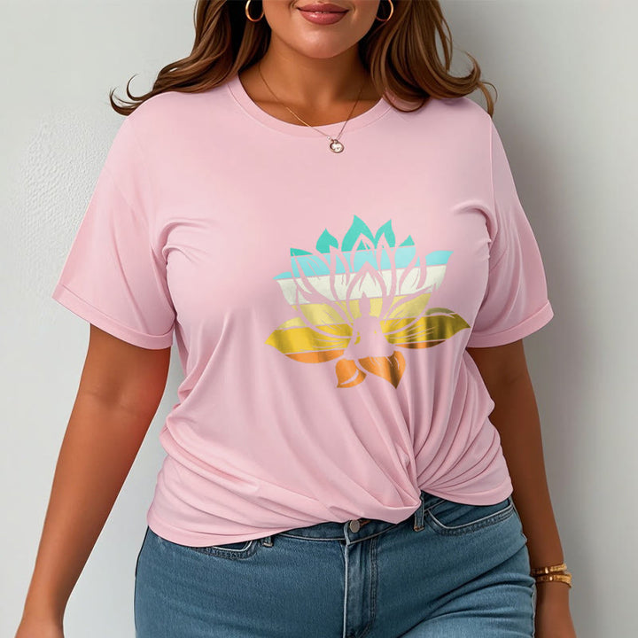 Camiseta de algodón con diseño de Buda meditando y flor de loto en degradado de Buddha Stones - image 14