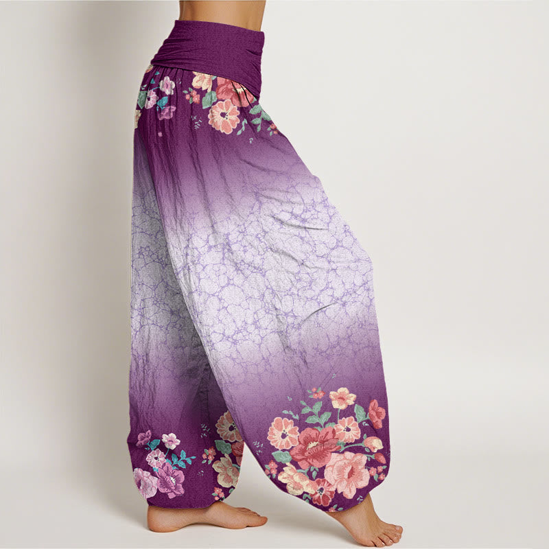 Pantalones harén con cintura elástica para mujer, con estampado floral, ramas y enredaderas, estilo casual y Buddha Stones - image 2